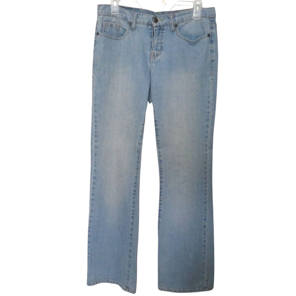 MId Rise Jeans Women 6 Light Blue Boot Cut Soft , Western Wear Faded Glory